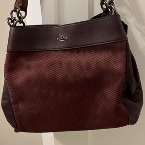 Coach Dark Red Textured Leather Bag